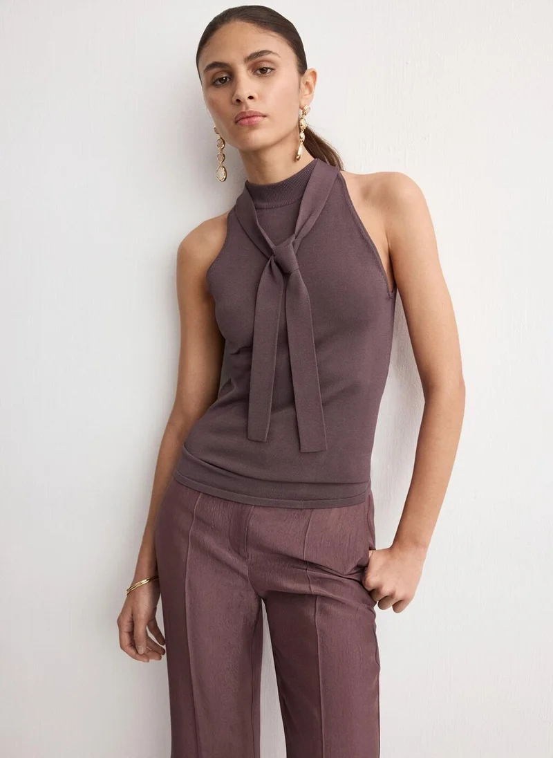 مانجو Halter-neck knitted top